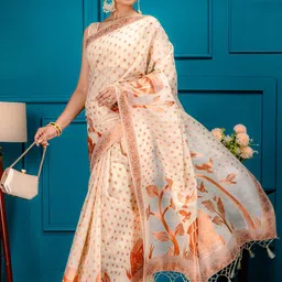MIMOSA Floral Woven Design Zari Art Silk Banarasi Saree image 4
