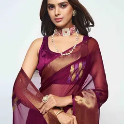 Sangria Woven Design Pure Chiffon Saree image 1