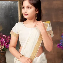 Aarika Girls Woven Design Zari Saree image 5