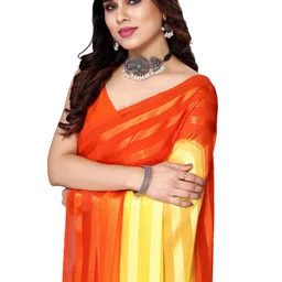 moda rapido ANAND SAREES Striped Satin Saree image 5