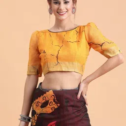 Sangria Black & Red Floral Jaali Pure Linen Saree image 5