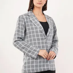 clobug Women Checkered Single Breasted Casual Blazer image 3