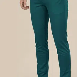 sk clasy Men Slim Fit Green Lycra Blend Trousers image 3