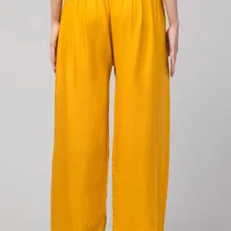 fambee Women Relaxed Yellow Viscose Rayon Trousers image 2