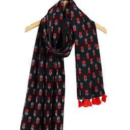 HANDICRAFT PALACE Women Floral Printed Cotton Tasseled Scarf-picture-34