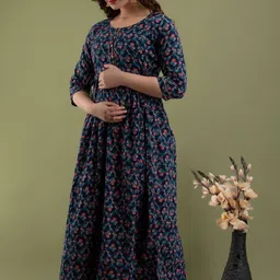 murli kurti Floral Print Pure Cotton Stitched Flared/A-line Gown-picture-41