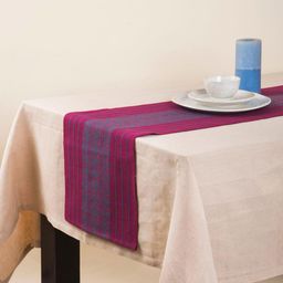 Fabindia Fuschia-Pink & Blue Woven-Designed Cotton Table Runner-picture-39