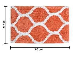Aura Peach & White Swish Self-Design 1850 GSM Anti-Skid Microfiber Large Bath Mat image 3