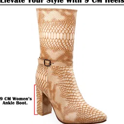 bxxy Beige Casual Formal Buckle Ankle Boot For Women With 3.5 Inch Block Heel Height Slip On For Women image 4
