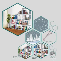 sb07 Felling Snow Print 12 Layer Simple Bookshelf/Multipurpose Rack Metal Open Book Shelf image 3