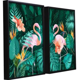 art street Green Canvas Framed Wildlife Art Panels Set of 2 image 2