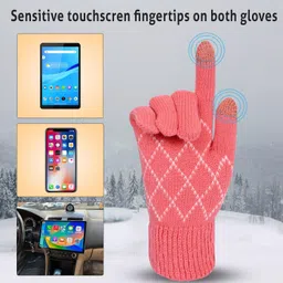 desoria Striped, Self Design, Printed Winter Women Gloves image 2