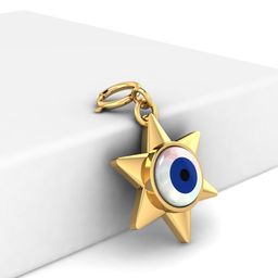 KUBERBOX 18KT Gold Starry Evil Eye Charm Pendant- 0.86gm-picture-24