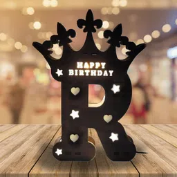 fab2classy "R" Alphabet Wooden LED Table Lamp Table Lamp-picture-28