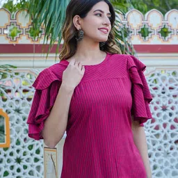 YASH GALLERY Vertical Striped Bell Sleeve Top-picture-11