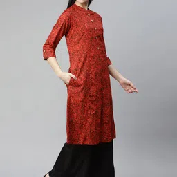 IRIDAA JAIPUR Maroon Ethnic Motifs Printed A-Line Kurta image 3