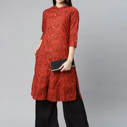 IRIDAA JAIPUR Maroon Ethnic Motifs Printed A-Line Kurta image 5