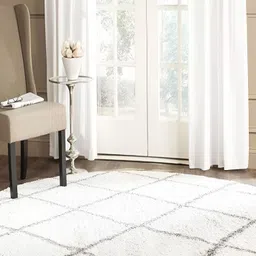 Shopgallery White & Brown Geometric Anti-Skid Shaggy Carpet-picture-38