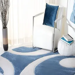 Shopgallery Blue & White Geometric Anti-Skid Carpet-picture-16