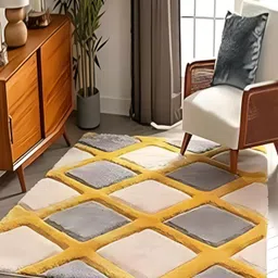 Shopgallery White & Grey Geometric Anti-Skid Carpet-image-2
