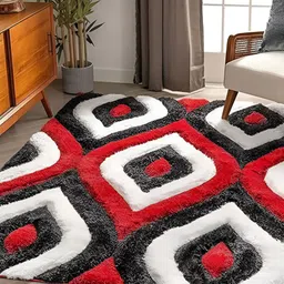 Shopgallery Black & White Geometric Anti-Skid Carpet-image-65