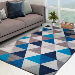 Athom Trendz Blue & Brown Geometric Printed Premium Anti Skid Carpet-picture-30