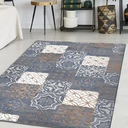 Saral Home Blue & Brown Geometric Carpet-image-96