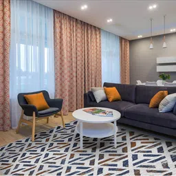 Sapana Carpet-Mats White & Blue Geometric Anti-Skid Polypropylene Carpet-picture-20