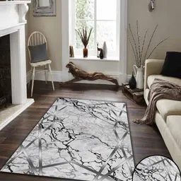 Sparrow world Black Bohemian Anti-Skid Polyester Carpet image 3