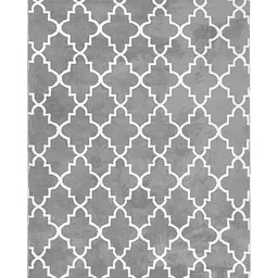 Saral Home Grey & White Geometric Ogee Designer Anti-Skid Carpet image 2