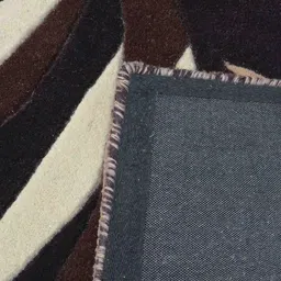 PRESTO Brown & Beige Abstract Hand Tufted Wool Anti-Skid Carpet image 3