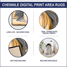 Sparrow world Mustard Yellow & White Geometric Printed Anti Skid Rectangle Carpet image 2