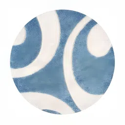 Shopgallery White & Blue Abstract Anti-Skid Shaggy Carpet image 4