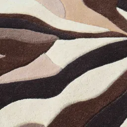 PRESTO Brown & Beige Abstract Hand Tufted Wool Anti-Skid Carpet image 5