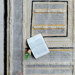 Art Avenue Grey & Yellow Printed Cotton Carpet image 1