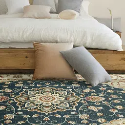 Sapana Carpet-Mats Navy Blue Traditional Anti-Skid Polypropylene Carpet image 1