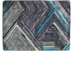 BIANCA Grey & Blue Geometric Printed Anti-Skid Carpet image 2