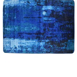 BIANCA Blue Patterned Soft-Fluffy Area-Rug Carpet With Non-Slip Rubber Backing image 2