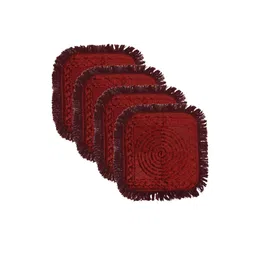 Kuber Industries Maroon Set Of 4 Circle Printed Velvet Carpets image 2