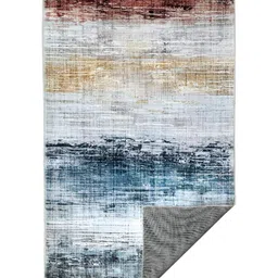 Sapana Carpet-Mats Rio Grey & Blue Printed Anti Skid Rectangle Contemporary Carpet image 3