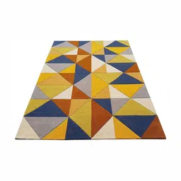 Safiya Carpet Blue Geometric Hand-Tufted Woollen Carpets image 5