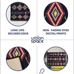 URBAN SPACE Beige & Brown Printed Nylon Anti-Skid Carpet image 4