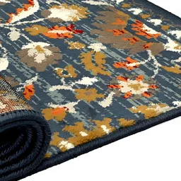 Sapana Carpet-Mats Navy Blue Floral Anti-Skid Polypropylene Carpet image 5