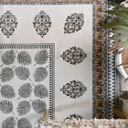 Art Avenue White & Grey Ethnic Motifs Printed Cotton Carpet image 5