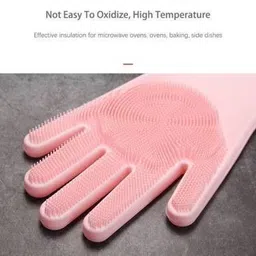 ablue clipper Gloves with Wash Scrubber, Reusable Brush Heat Resistant Gloves Kitchen Tool for Wet and Dry Glove Set image 2