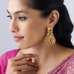 Kushal's Fashion Jewellery Gold-Plated Contemporary Drop Earrings image 1
