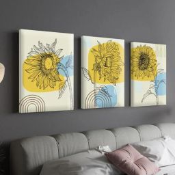 Sunflower Yellow Synthetic Wood (Set of 3) Art Panels-image-79