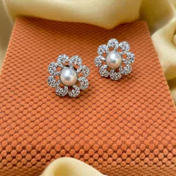 ABDESIGNS Silver-Plated Floral Stud Earrings-picture-29