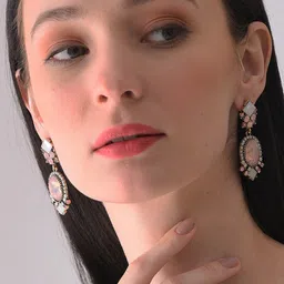 SOHI Gold-Plated Contemporary Drop Earrings-picture-35