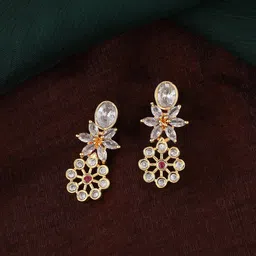 Estele Gold-Plated Floral Drop Earrings image 1